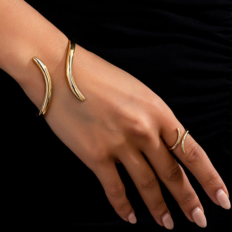 Fashionable Geometric Snake-Shaped Jewelry Set for Women