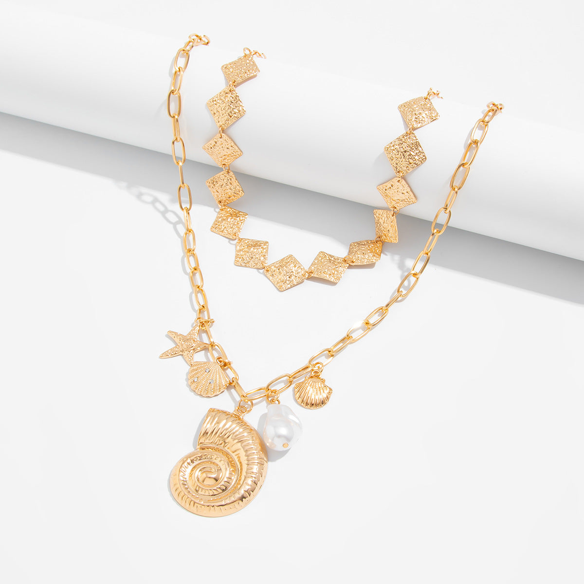 Planderful Vienna Verve Necklace – Ocean Vacation Style with Starfish and Conch Pendant