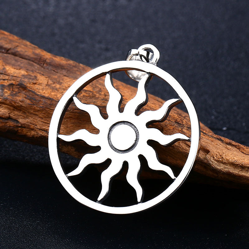 Titanium Steel Viking Sunflower Pendant for Men - Nordic Retro Design Accessories
