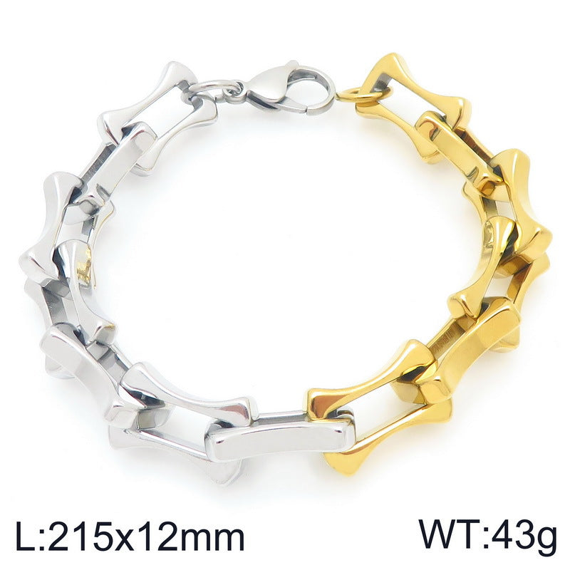 Diy – Two-Color Layered Chain Bamboo Chain Titanium Steel Men's Bracelet