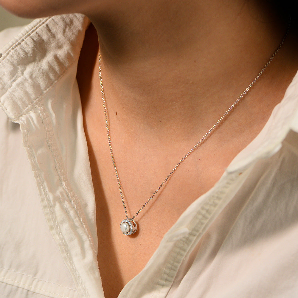 Planderful Pearl Necklace S925 Sterling Silver Natural Pearl Vintage Elegance For Fashion Lovers