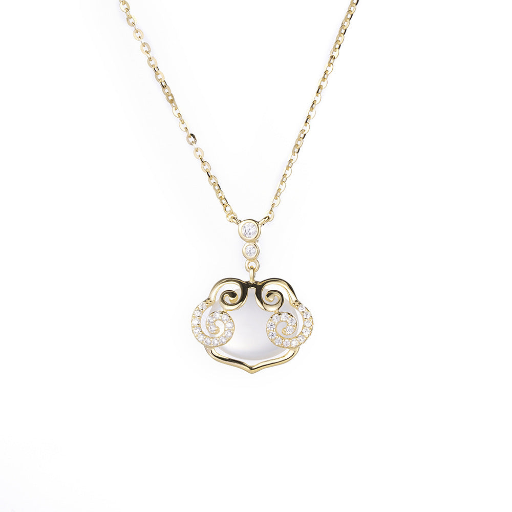 Xiangyun Ruyi Safe Lock S925 Sterling Silver Necklace Gift