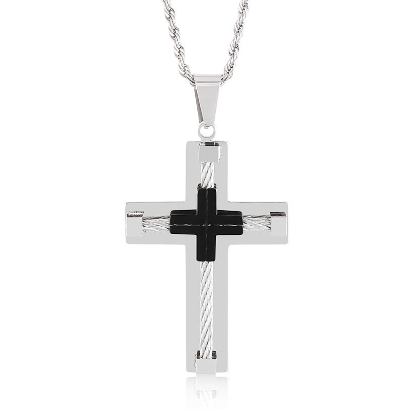 Men's Cross Pendant in Titanium Steel and Stainless Steel Jewelry