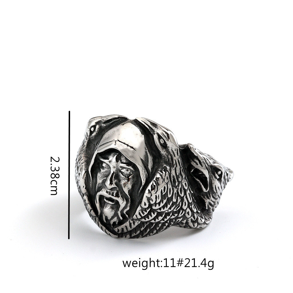 Vintage Viking Wolf Stainless Steel Men's Ring