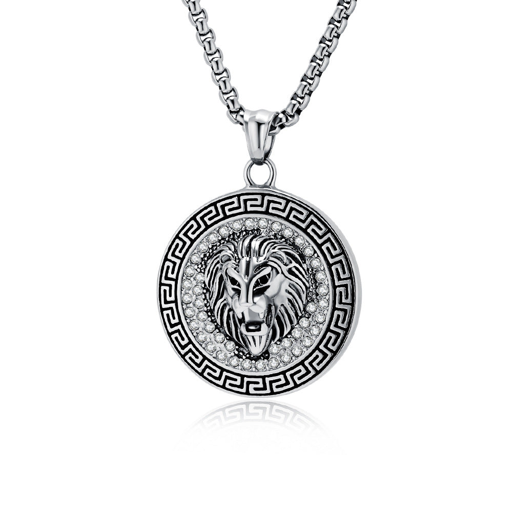 Planderful Domineering Lion Head Necklace Stainless Steel Gold Plated For Men Hip Hop Jewelry
