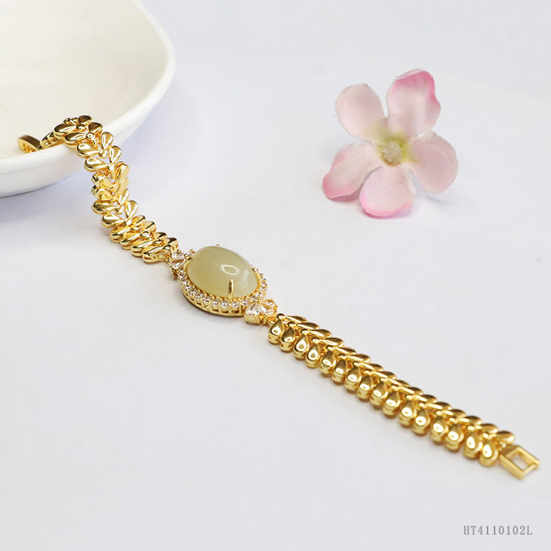 Qingshui Hetian Jade Wheat Motif Bracelet