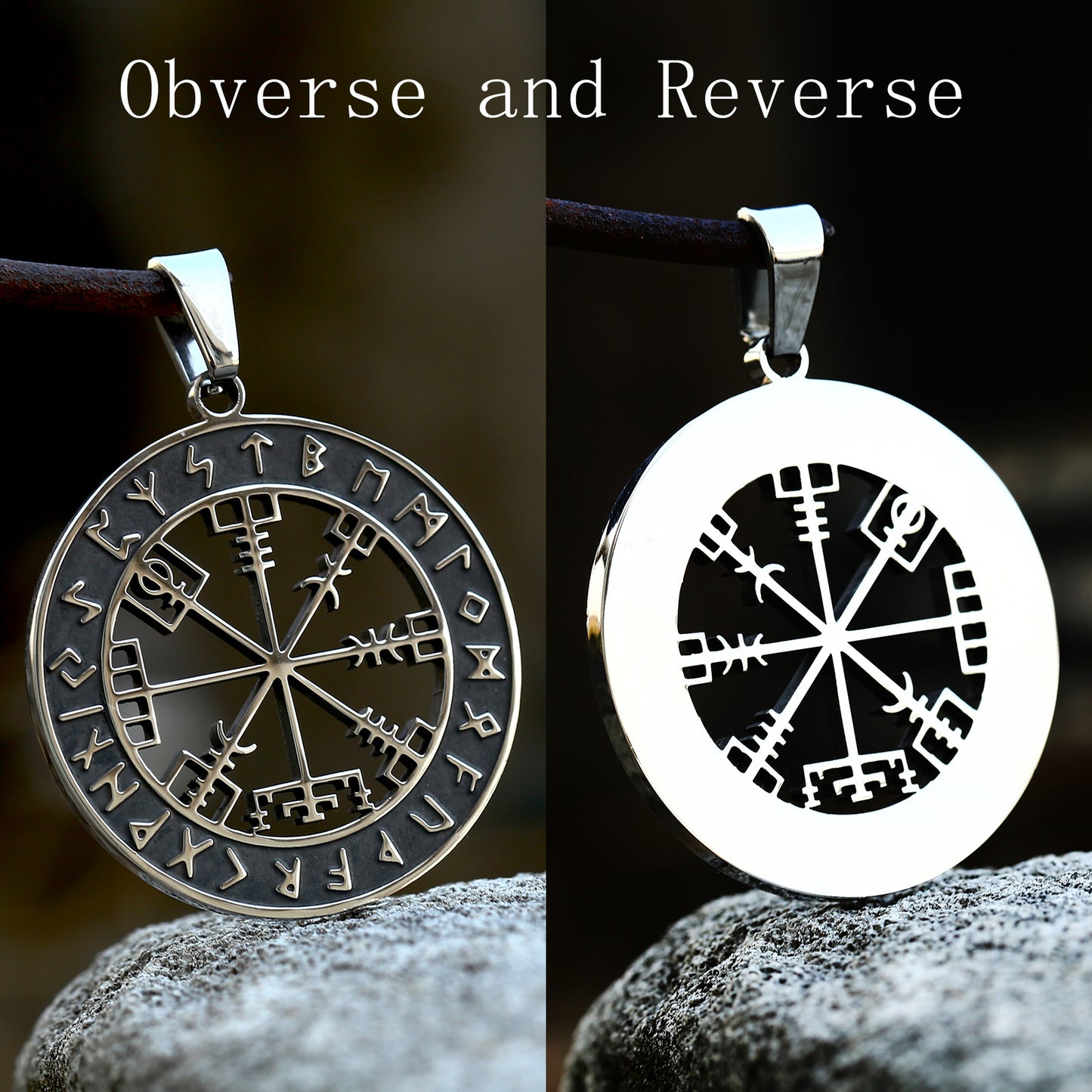Titanium Steel Nordic Viking Compass Pendant for Men - Retro European and American Style Jewelry