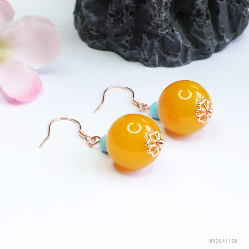 Yellow Chalcedony 925 Silver Hook Earrings