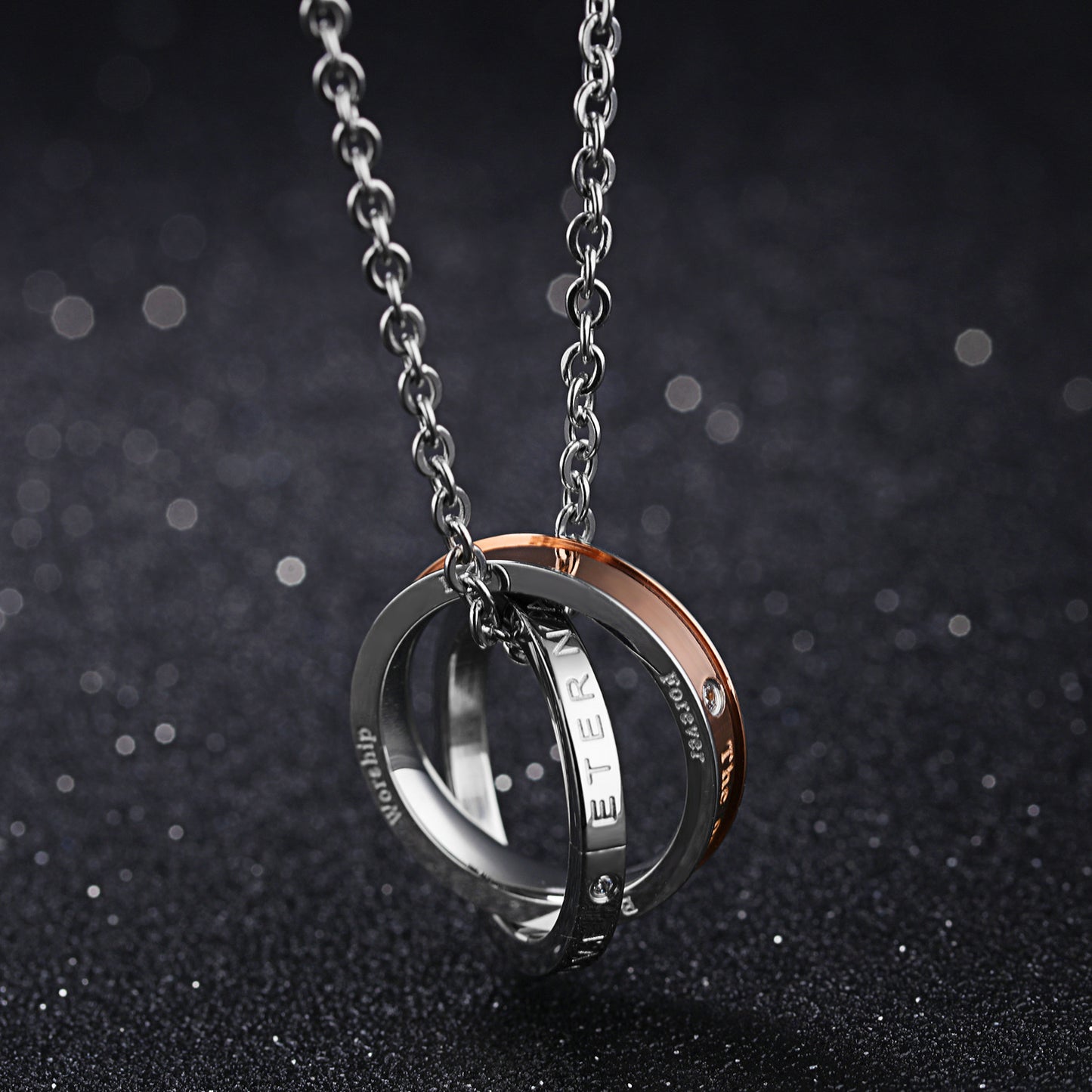 Planderful Interlocking Titanium Steel Couple Necklace Versatile For Trendy Stylish Couples