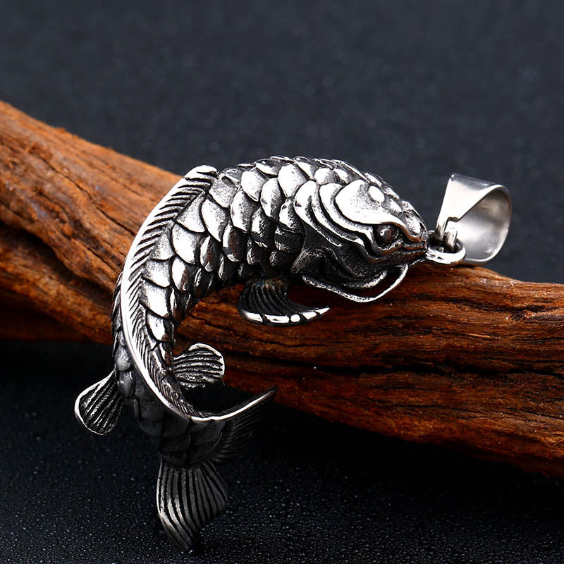 Stainless Steel Koi Fish Pendant - Wholesale Titanium Steel Hip Hop Design for Men