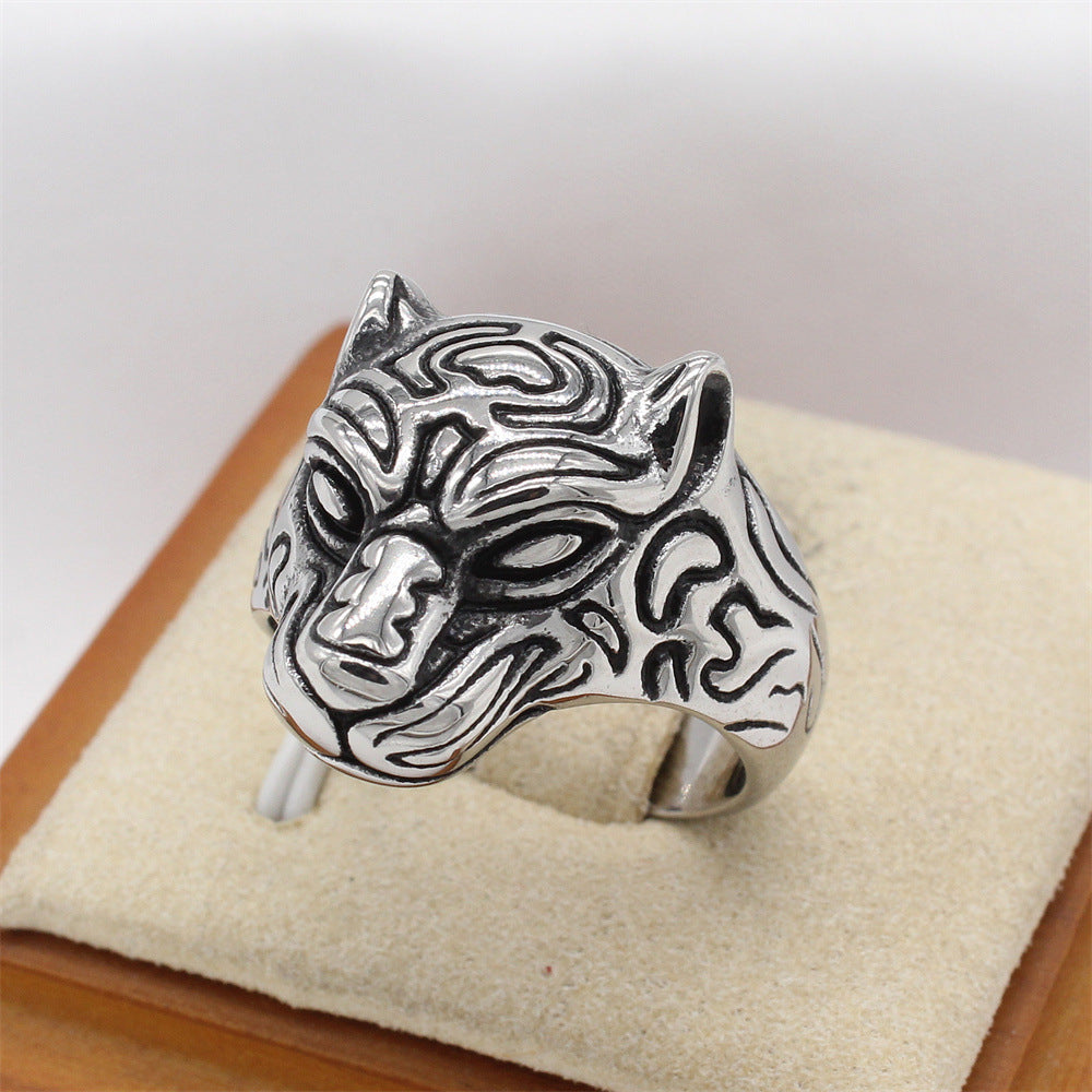 Planderful Cheetah Head Titanium Ring For Men And Women Unisex Retro Style Durable Statement
