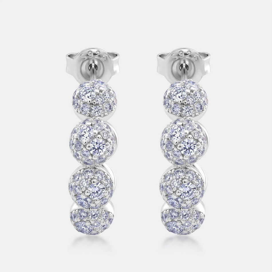 S925 Sterling Silver Moissanite Round 2 × 2 mm Stud Earrings