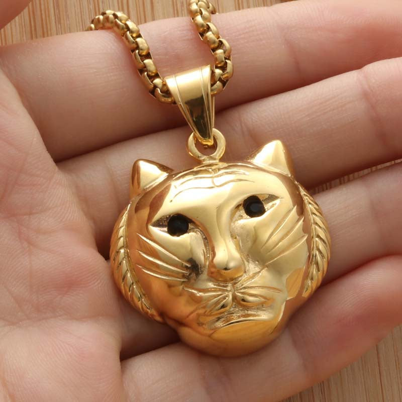 Titanium Steel Tiger Pendant Necklace for Men - Personalized Punk Retro Design