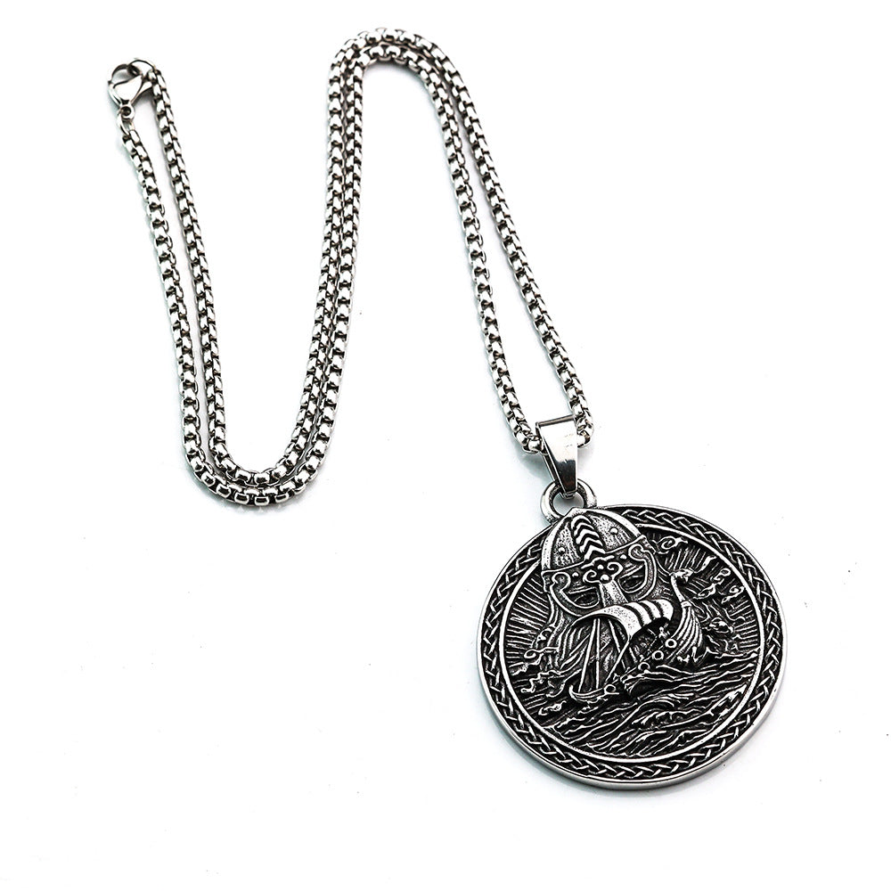 Nordic Men's Jewelry Viking Stainless Steel Odin Pendant