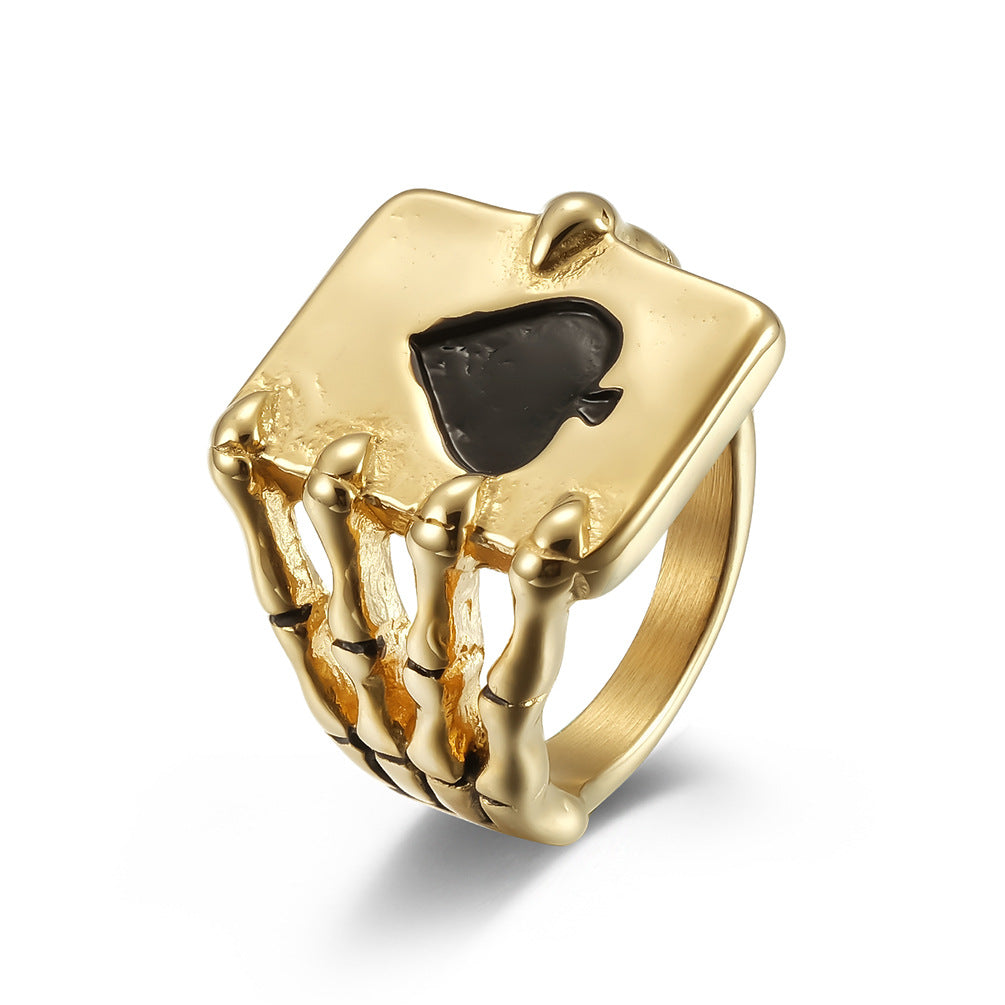 Cross-Border European And American Retro Titanium Steel Skull Ring