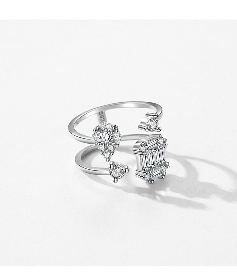 Luxurious Double Layer Geometric Zircon Ring for Women