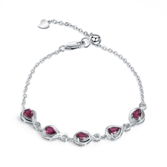 Pear Shape Rose Pomegranate Silver Bracelet