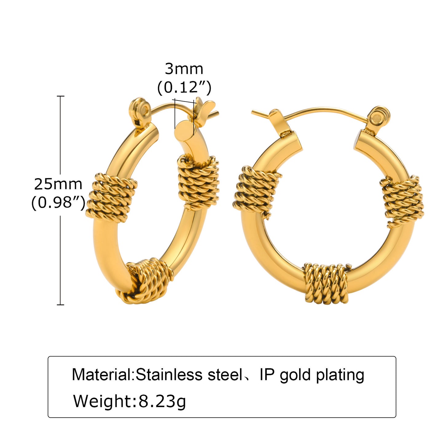 European And American Earrings Stainless Steel Golden Chic
