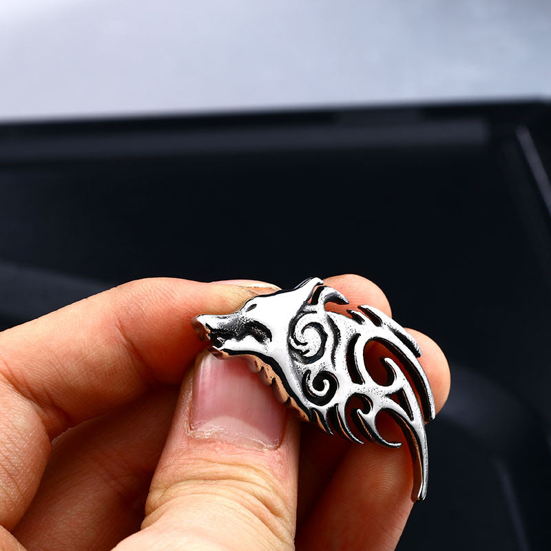 Nordic Viking Wolf Head Pendant - Creative Titanium Steel Jewelry for Men