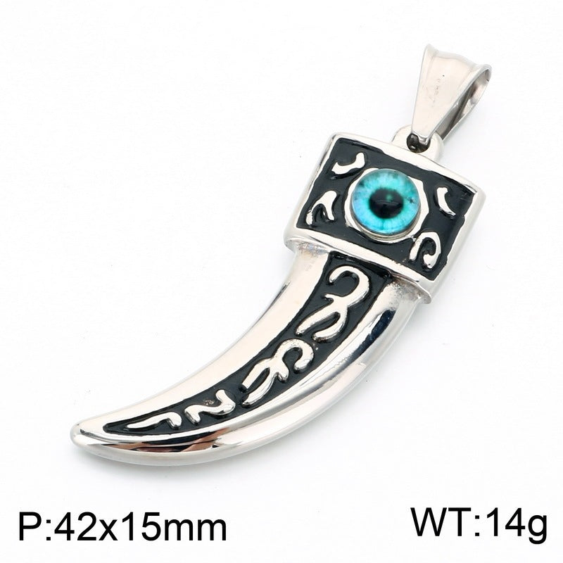 Punk Hip Hop Style Stainless Steel Wolf Tooth Shape Men's Pendant Skull Necklace