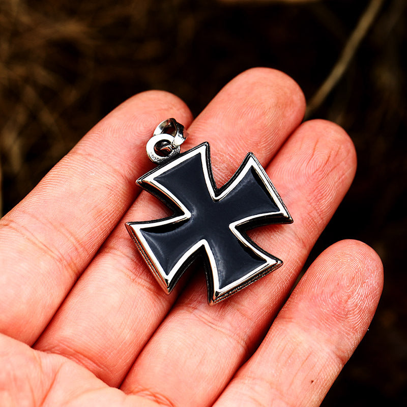 Retro Titanium Steel Cross Epoxy Pendant for Men - Wholesale European and American Stylish Jewelry
