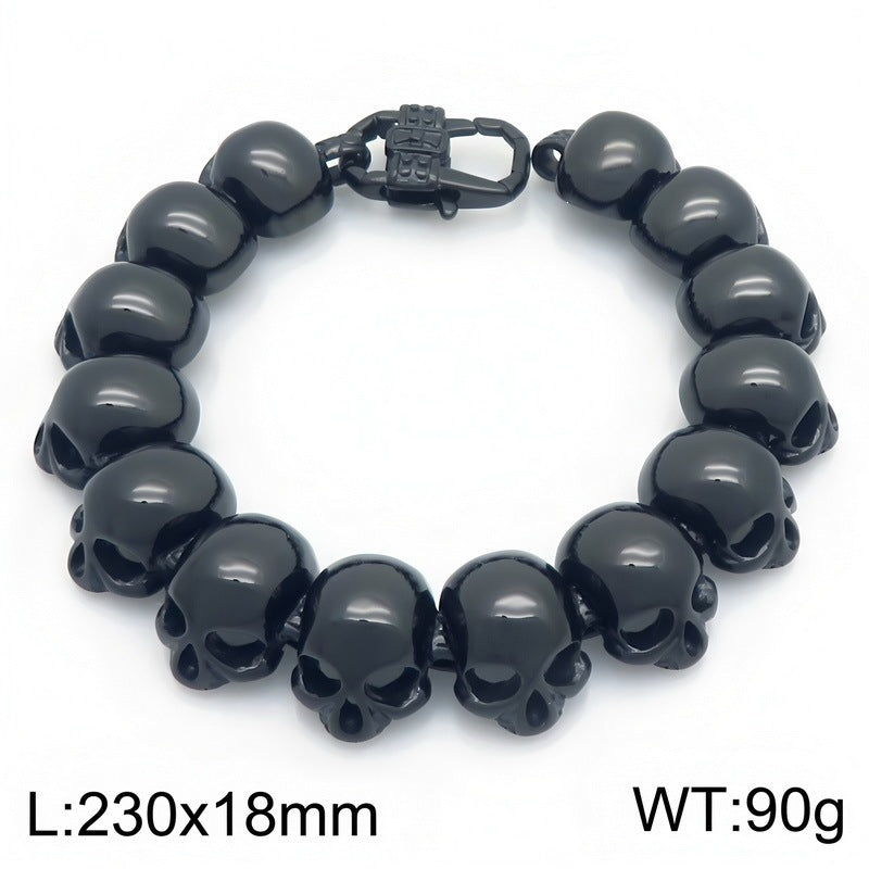 Punk Style Goth Ghost Head Bracelet Hip Hop Rock Three-Dimensional Skull Vacuum Plated