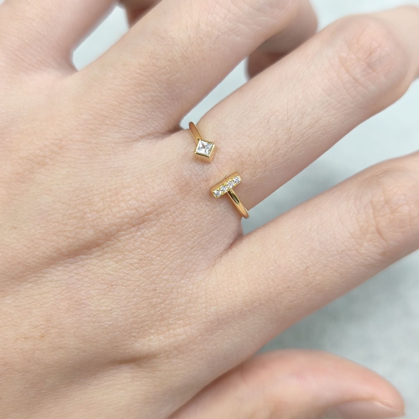 Niche Design Open Ring S925 Sterling Silver Moissanite Ring Fine Golden Dawn Series