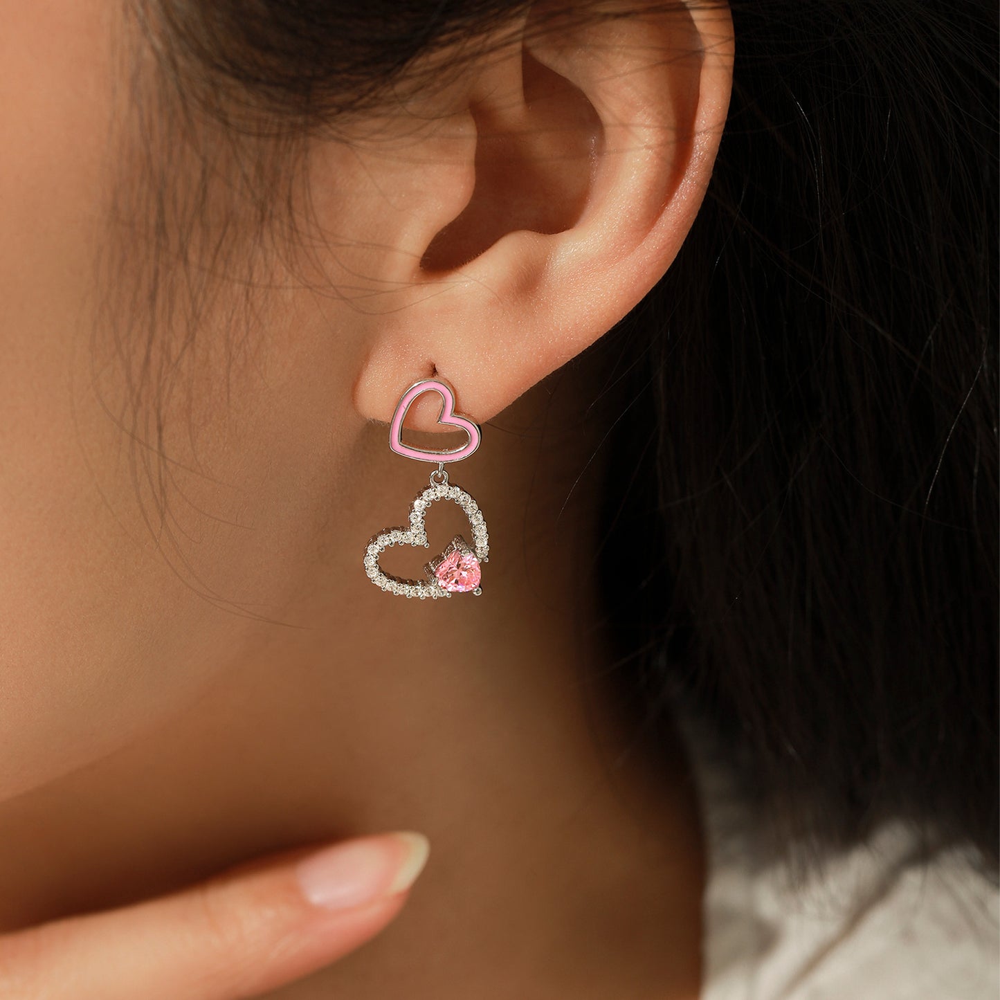 Planderful Everyday Genie Earrings – Elegant Double Love Design with Zircon