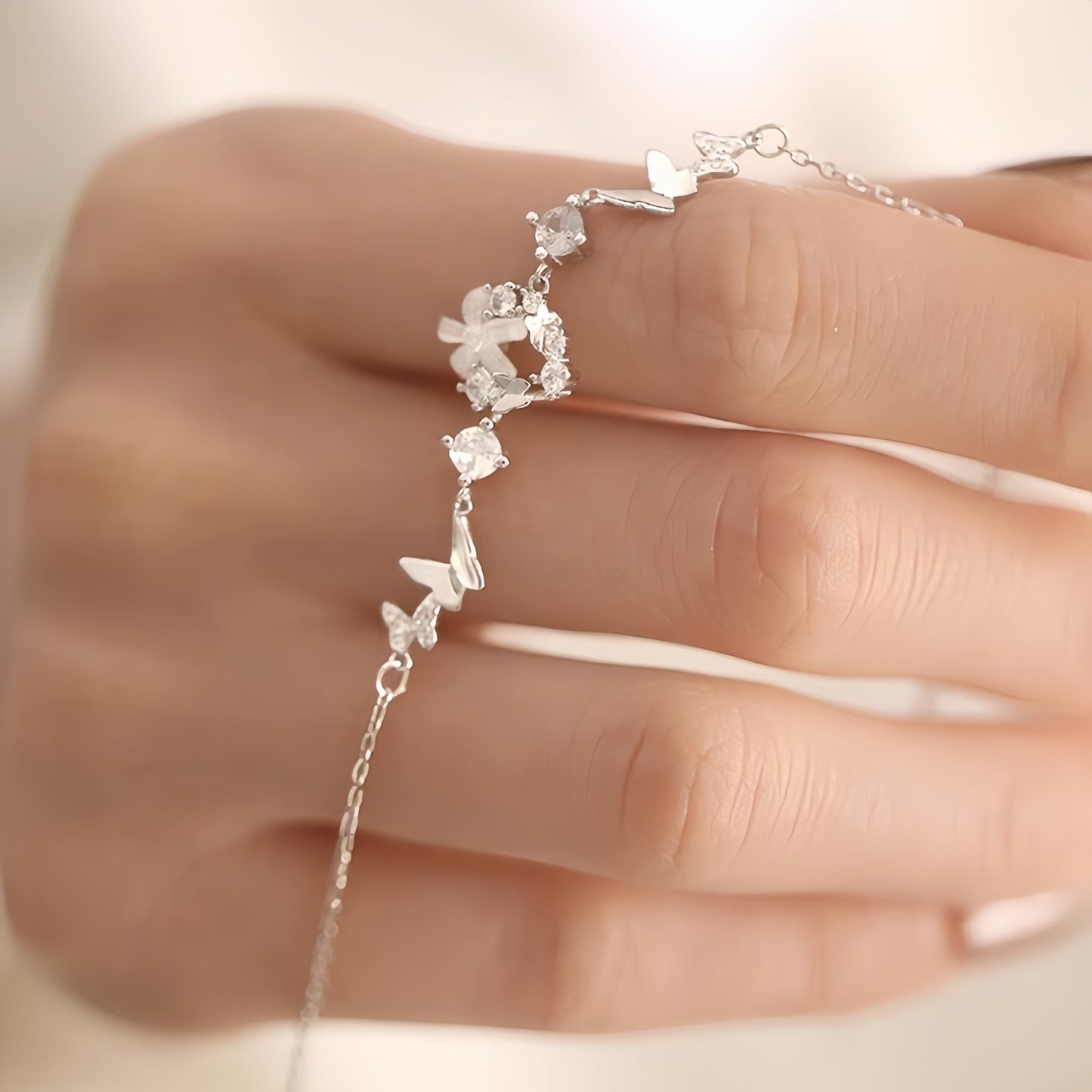 Planderful 925 Sterling Silver Flower Bracelet For Women Elegant Light Luxury Jewelry