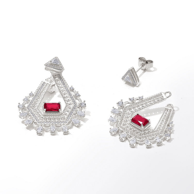 S925 Sterling Silver Diamond-Shaped Stud Earrings