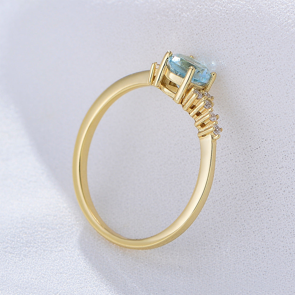 Sky Blue Topaz Sterling Silver Ring, Cold Wind, Advanced Sense, Japanese And Korean