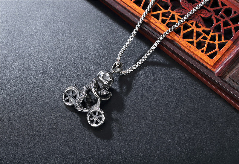 Motorcycle Skull Titanium Steel Pendant Necklace
