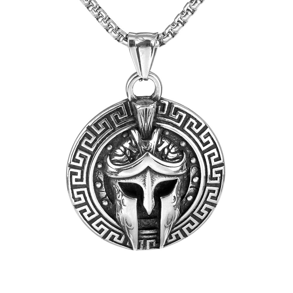 Vintage Ancient Greek Men's Stainless Steel Pendant Spartan Mask