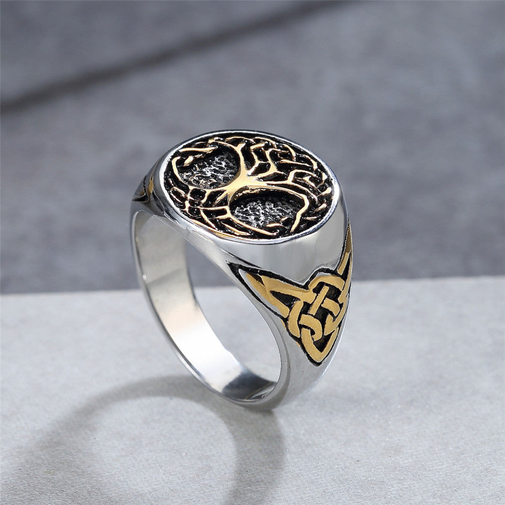 Viking Tree Of Life Ring Titanium Steel Unisex Durable Protection Planderful For Men And Women