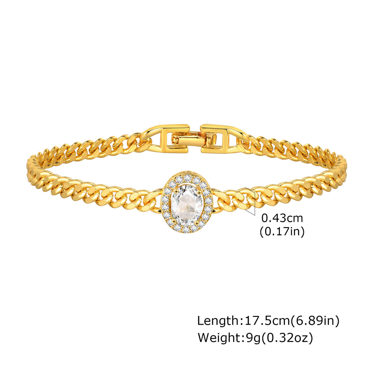 Copper Zircon Bracelet Gold Women's