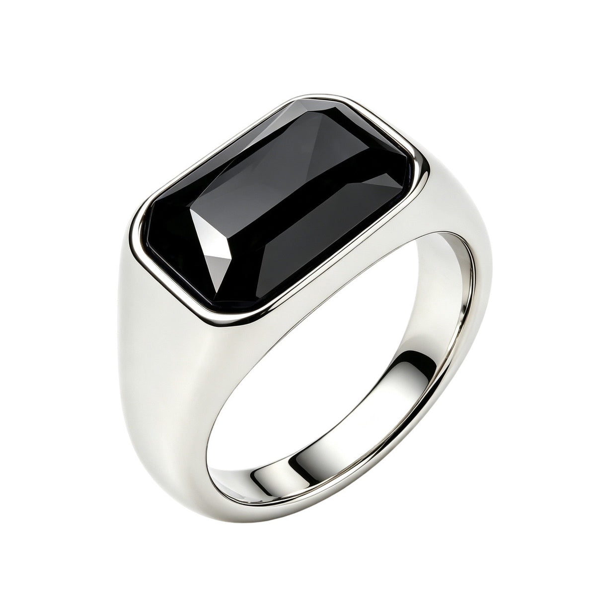 Square Zircon Titanium Steel Ring