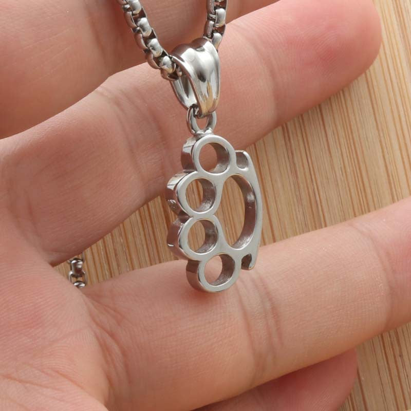 Titanium Steel Bear Claw Pendant Necklace - Punk Style Hollow Animal Design for Men