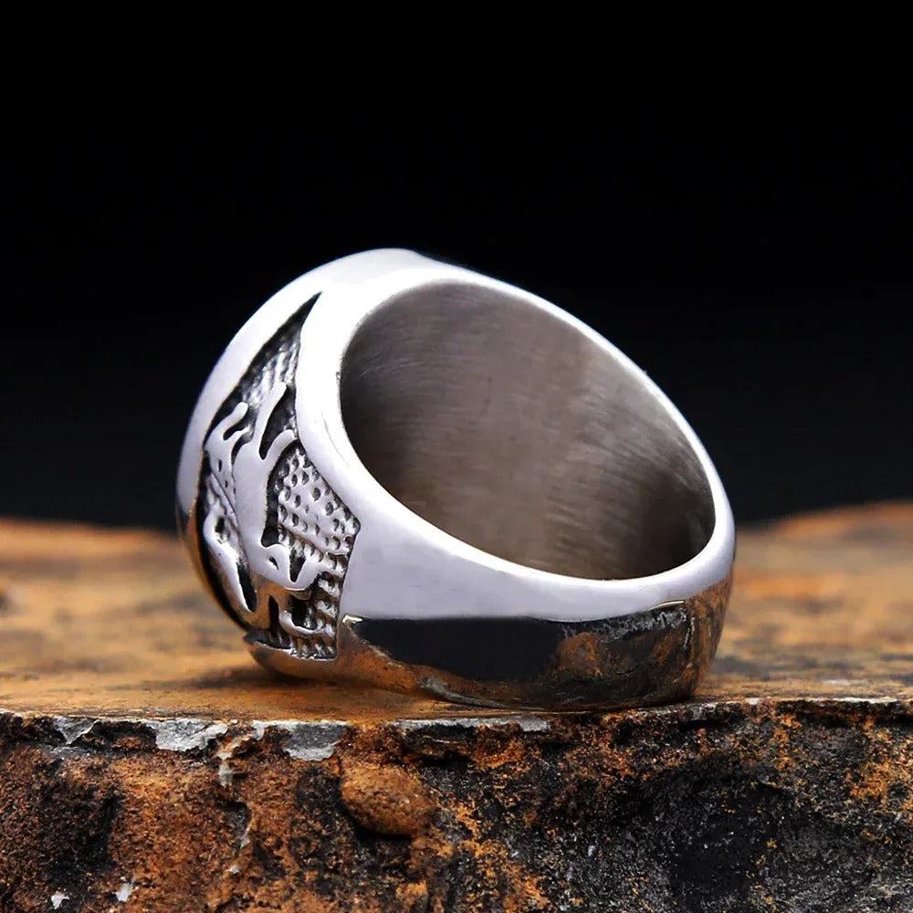 Vintage Wolf Stainless Steel Men's Ring