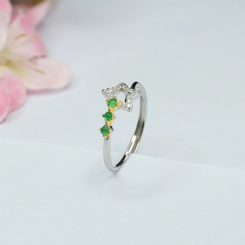 Star Ice Emperor Green Jade Ring