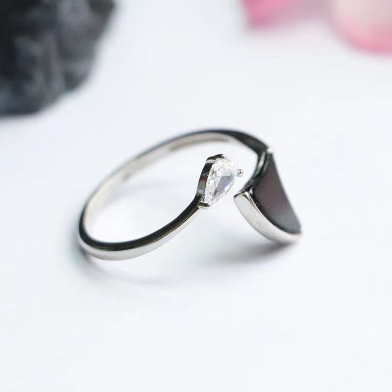 Dark Jadeite Dancer 925 Silver Ring