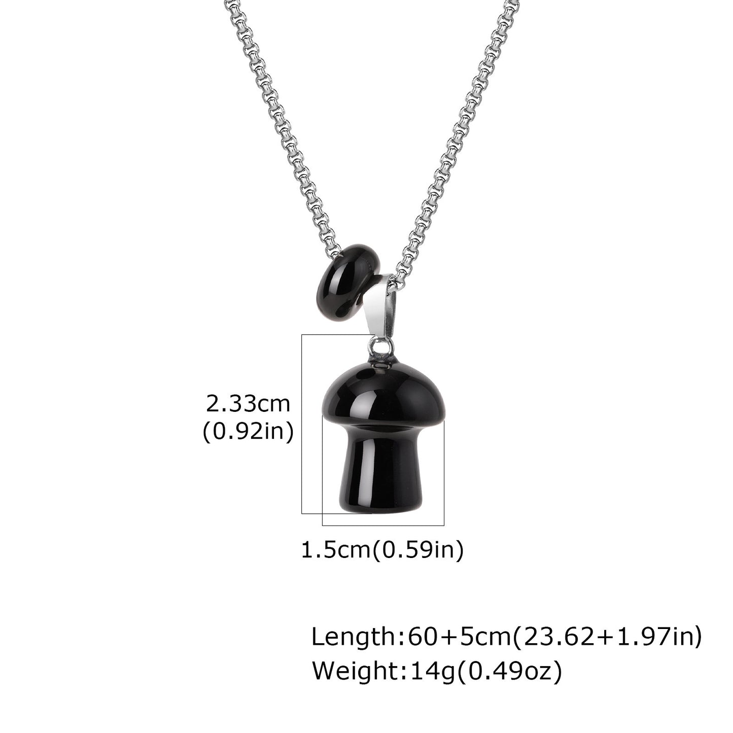 Stainless Steel Natural Tiger's Eye Stone Obsidian Mushroom Necklace Daily