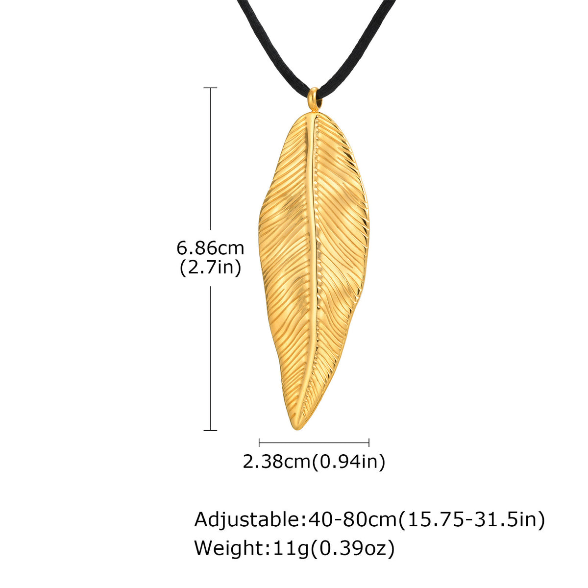 Titanium Steel – Stainless Steel Geometric Oval Pentagram Conch Leaf Pendant Necklace Gold