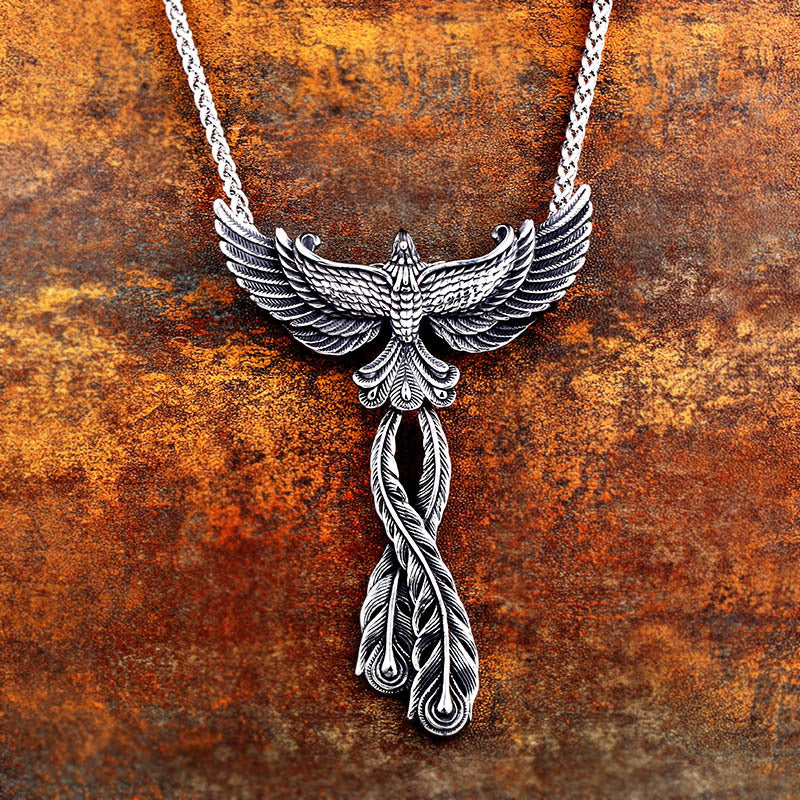 Men's Stainless Steel – Phoenix Nirvana Wing Rebirth Pendant – Titanium Steel Pendant. Necklace