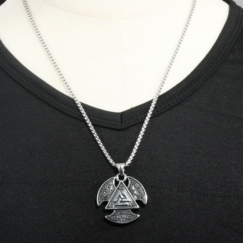 European And American Stainless Steel Viking Triangle Pendant