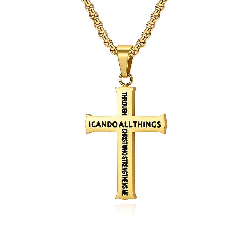 Planderful Cross Necklace Titanium Steel Durable For Men Urban Street Style Personality Pendant Bold Trendsetting Gear