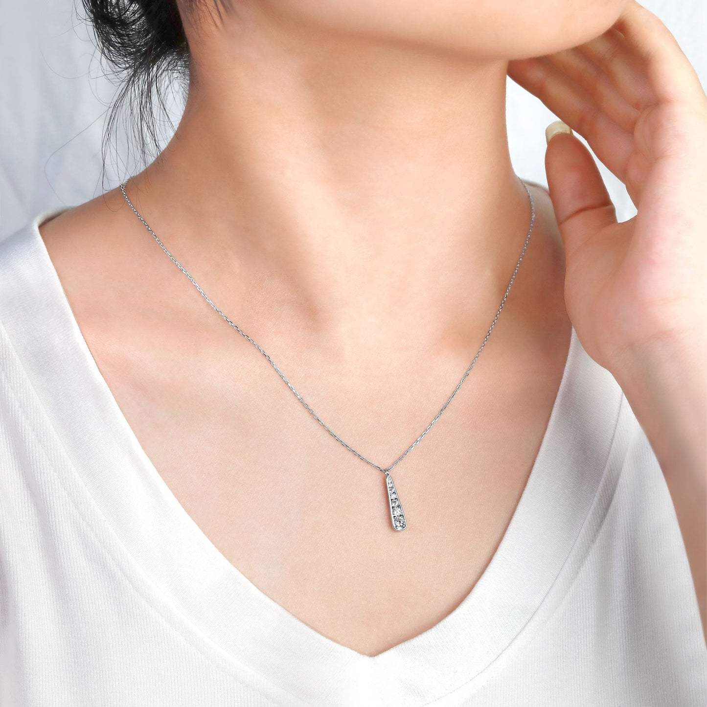 Planderful Sterling Silver Necklace Zircon Drop For Her