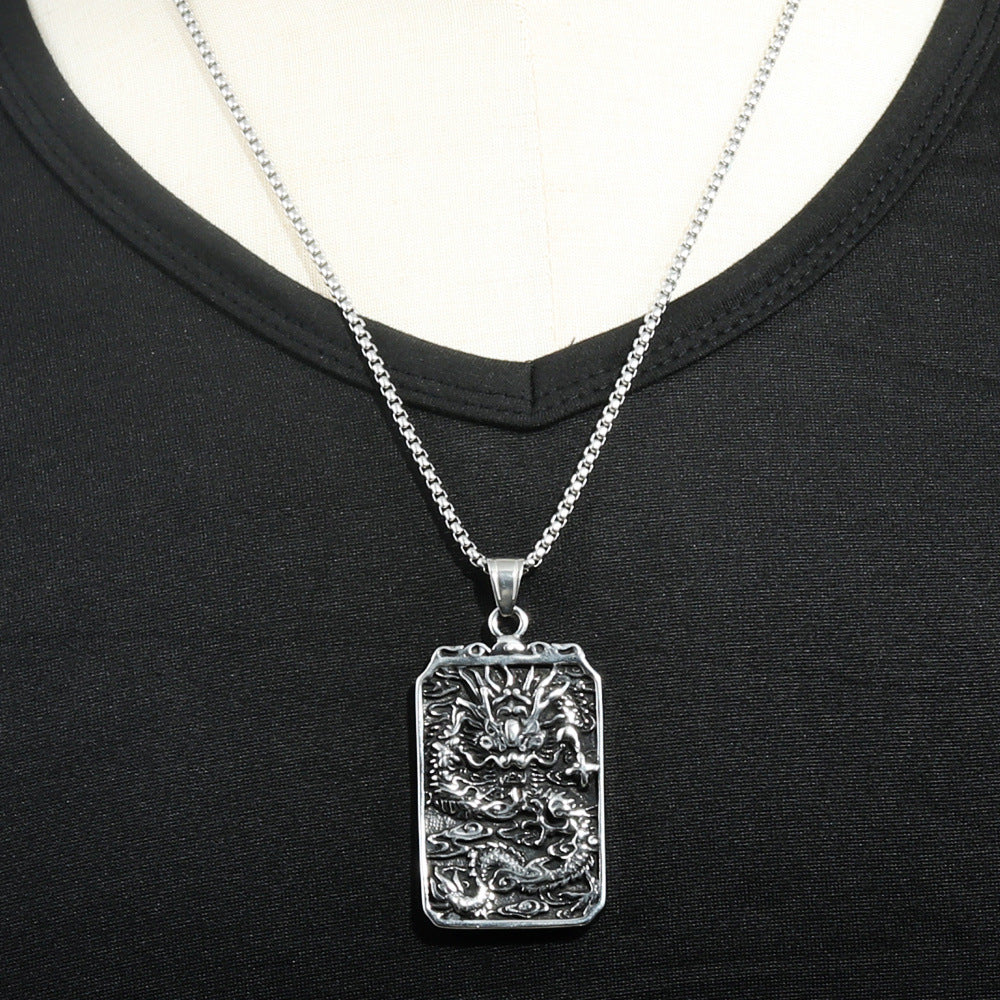 European And American Stainless Steel Dragon Pendant Necklace
