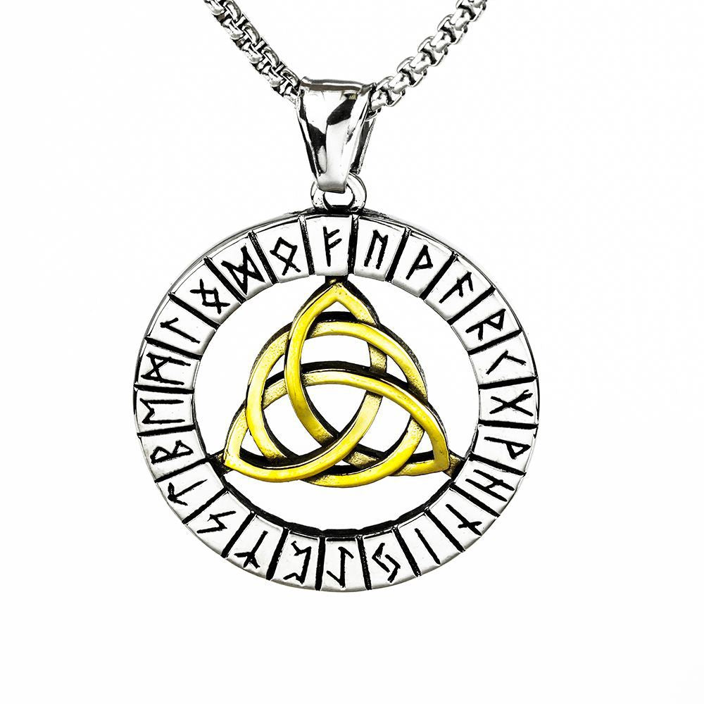 Nordic Stainless Steel Men's Ring Viking Rune Pendant Necklace