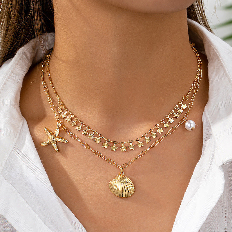 High-End Ocean Inspired Starfish Pearl Necklace for Women