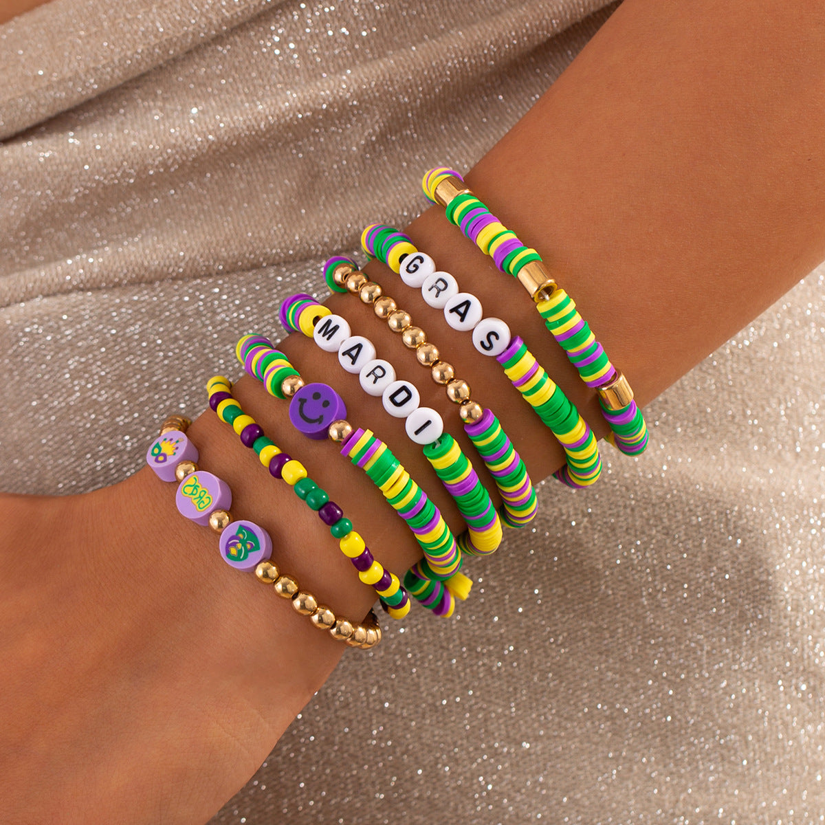 Planderful Vienna Verve Bracelet Set – Personalized Stacked Acrylic Beaded Design